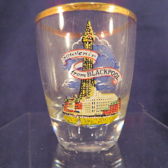 Vtg Set 6 Shot Glasses Blackpool England Souvenir in Original Box (153C) - Picture 4 of 6